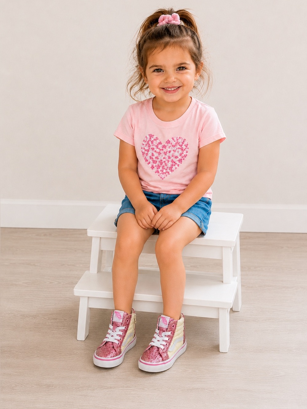 Vans Sk8-Hi Zip Toddler Girls Size 4 Pink Glitter High Top Sneakers EUC